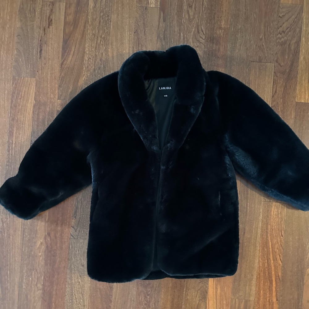 I Am Gia Black Faux Fur Coat